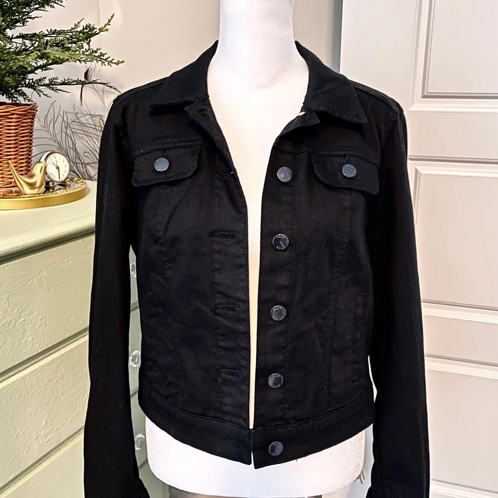 Elle Black Women's Denim Jacket, Small - Picture 1 of 10